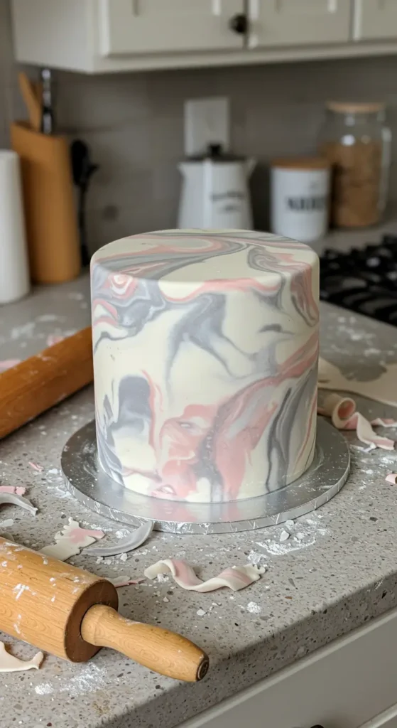 16. Marble Fondant Masterpiece