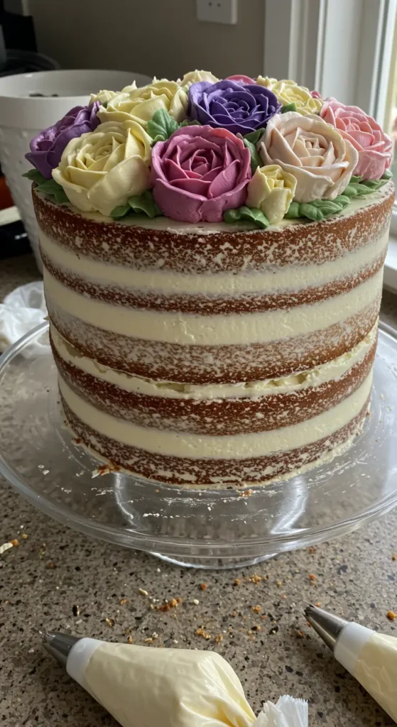 3. Naked Cake with Buttercream Flowers
