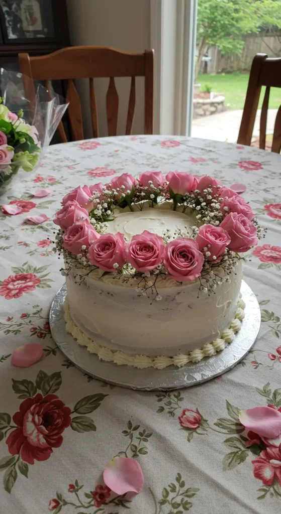 6. Fresh Flower Crown Cake