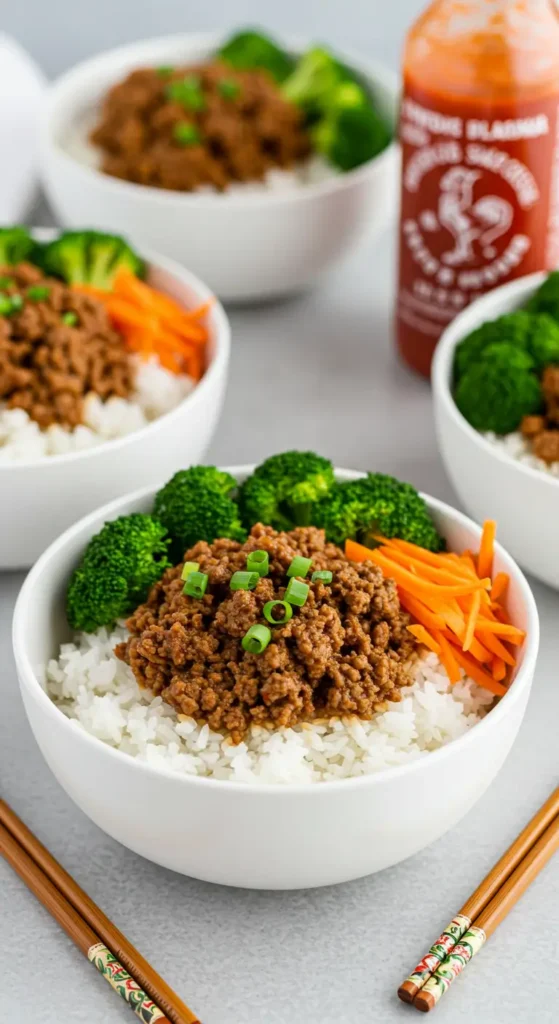 Asian-ish Ground Beef Bowls