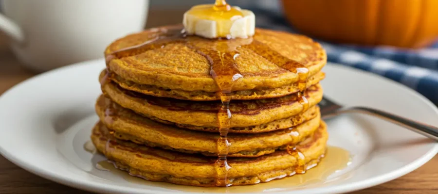 Pumpkin Protein Pancakes (Easy & Healthy Breakfast)