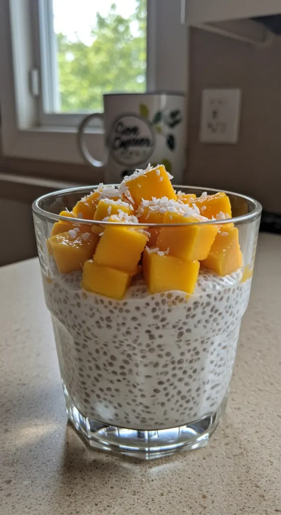 Vanilla Coconut Chia Pudding with Mango