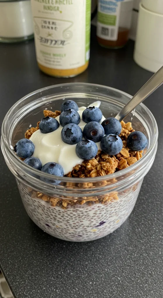 Blueberry Chia Breakfast Bowl (200 Calories, 14g Protein)