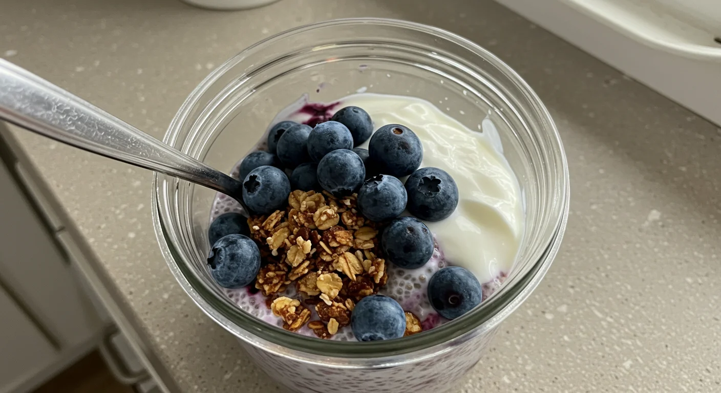 Blueberry Chia Breakfast Bowl (200 Calories, 14g Protein)