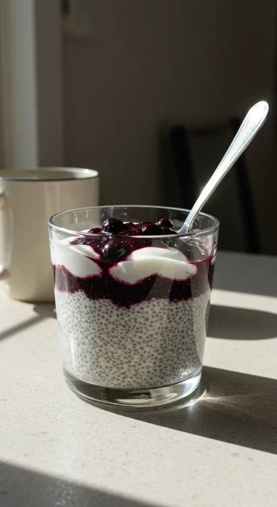 Blueberry Chia Breakfast Bowl (200 Calories, 14g Protein)