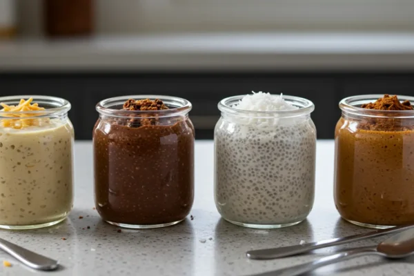 Chia Pudding 4 Ways (170–220 Calories, 10–15g Protein Each)