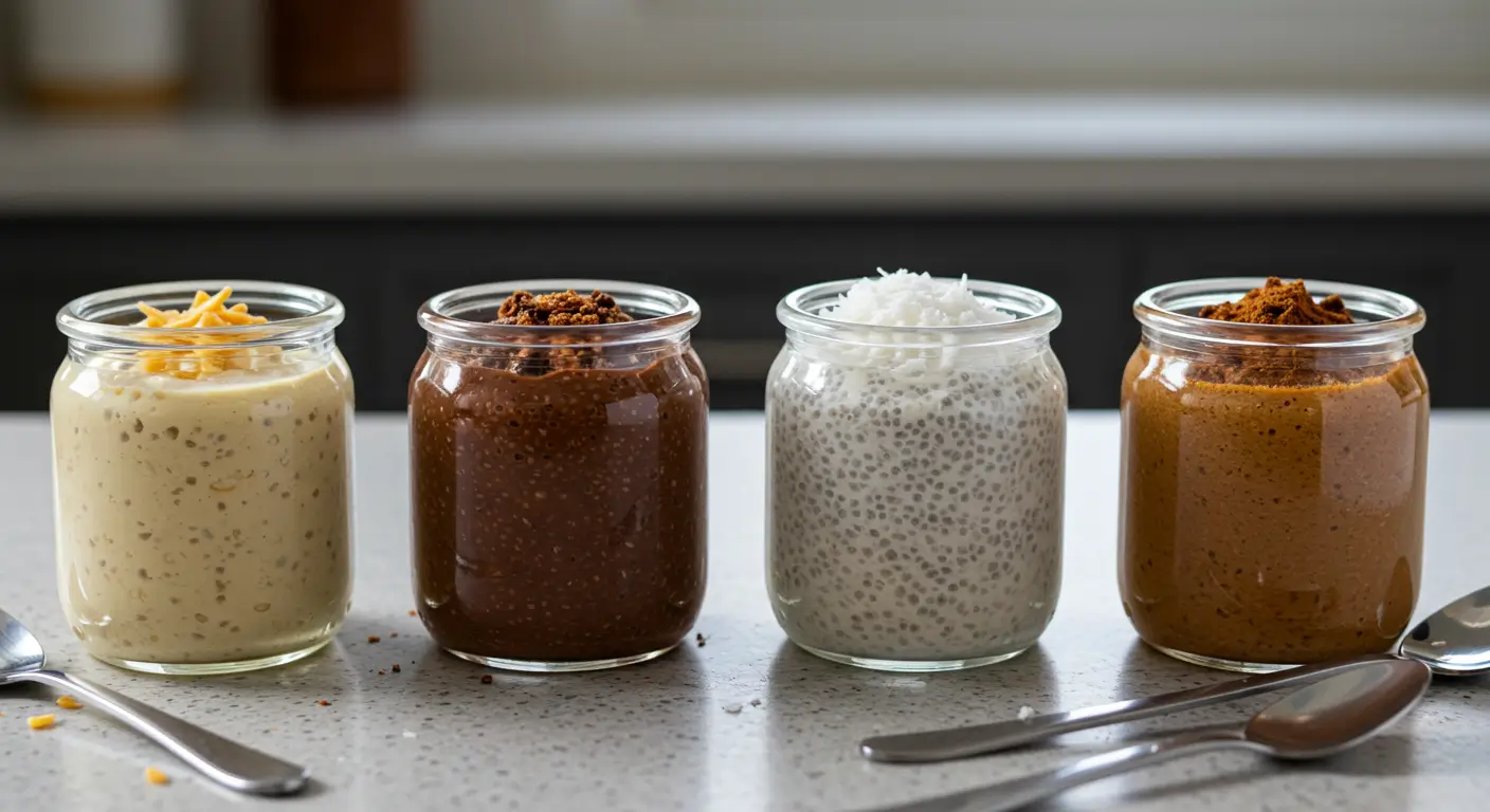 Chia Pudding 4 Ways (170–220 Calories, 10–15g Protein Each)