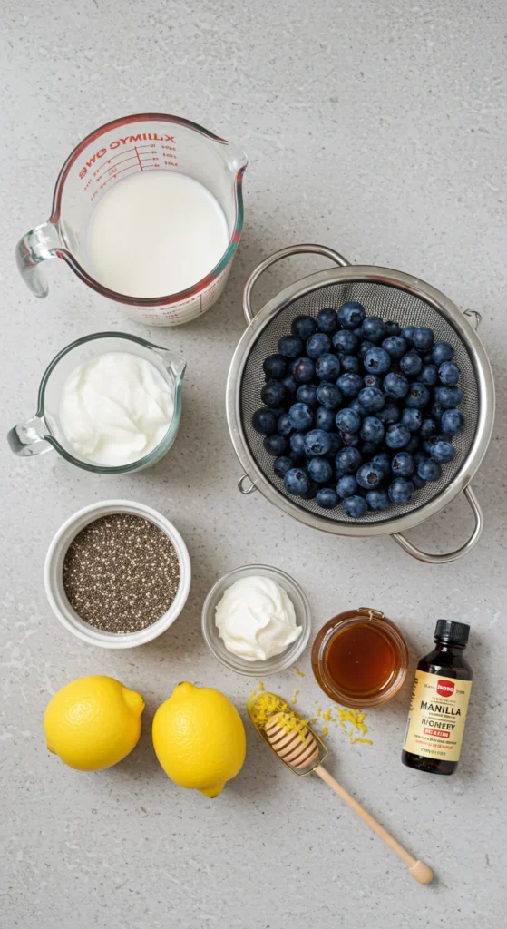 Lemon Blueberry Chia Pudding (195 Calories, 13g Protein)