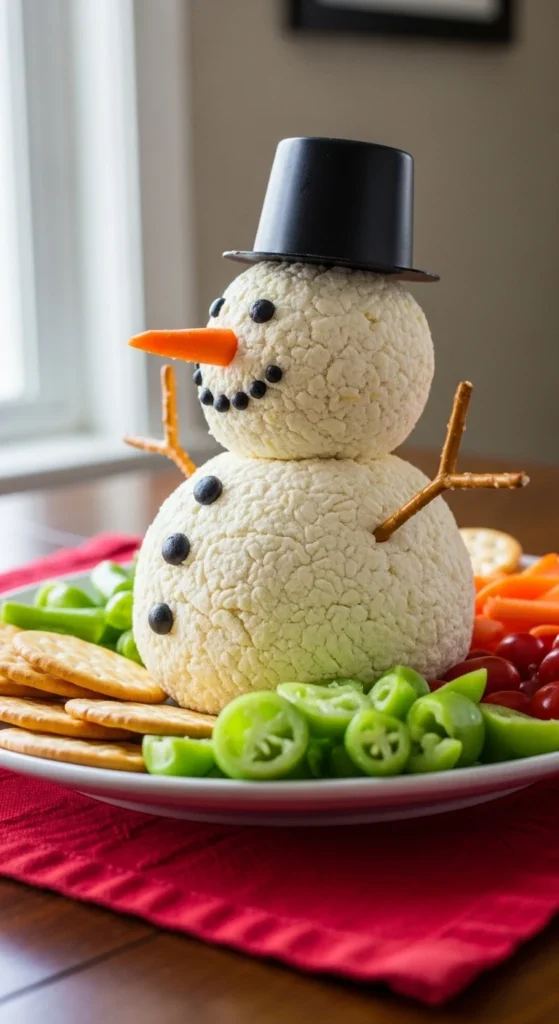 Adorable Cheese Ball Snowman – A Fun and Easy Christmas Party Appetizer
