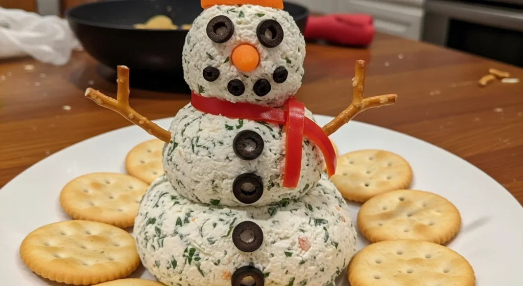 Adorable Cheese Ball Snowman – A Fun and Easy Christmas Party Appetizer
