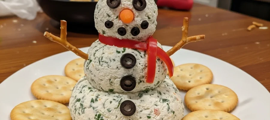 Adorable Cheese Ball Snowman – A Fun and Easy Christmas Party Appetizer