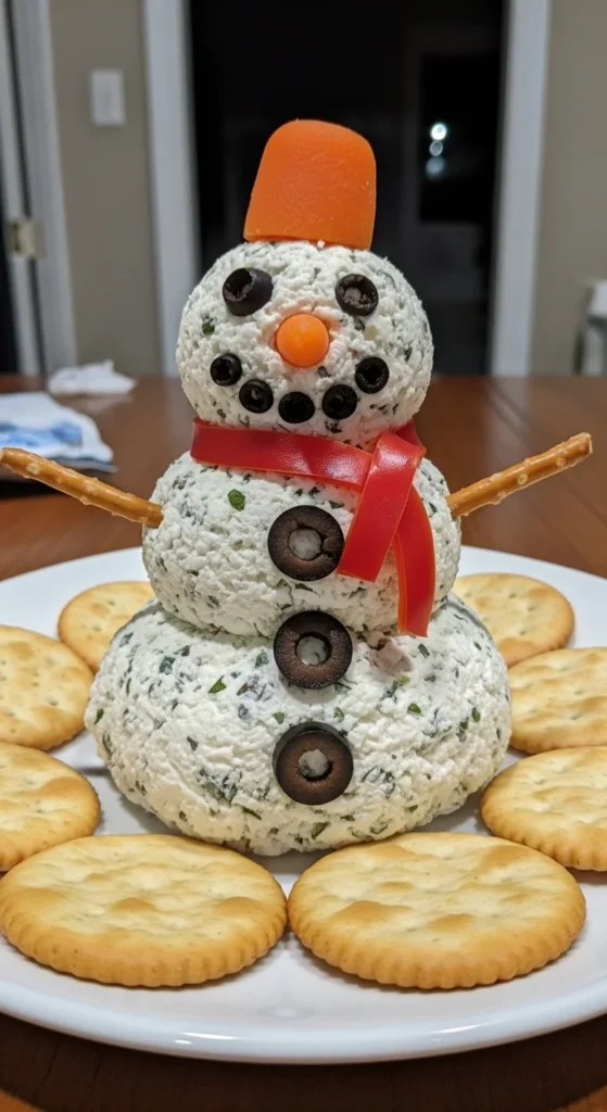 Adorable Cheese Ball Snowman – A Fun and Easy Christmas Party Appetizer
