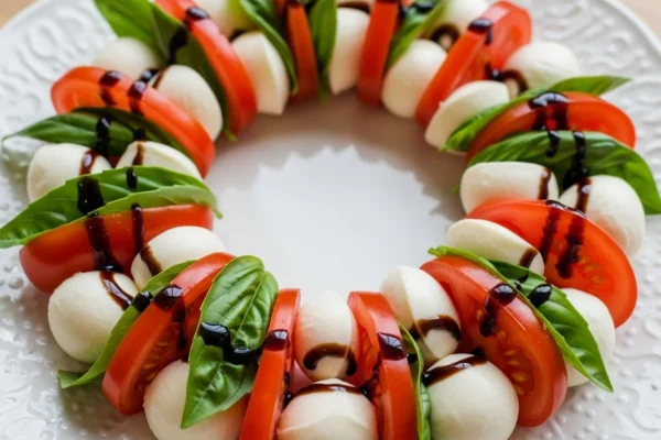 Caprese Christmas Wreath Appetizer – A Fresh and Festive Holiday Party Idea