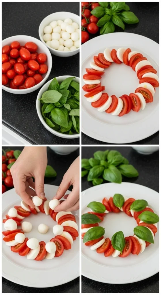Caprese Christmas Wreath Appetizer – A Fresh and Festive Holiday Party Idea