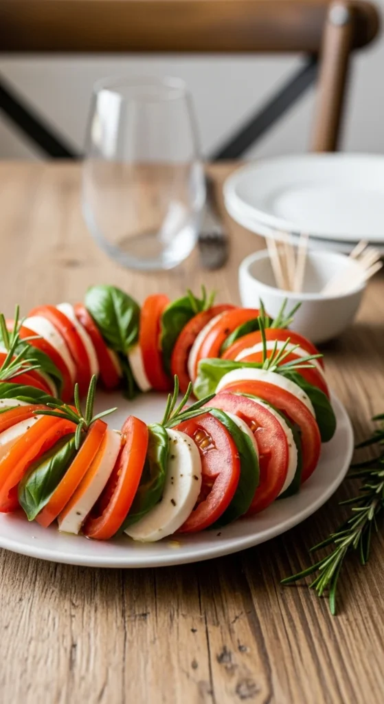 Caprese Christmas Wreath Appetizer – A Fresh and Festive Holiday Party Idea