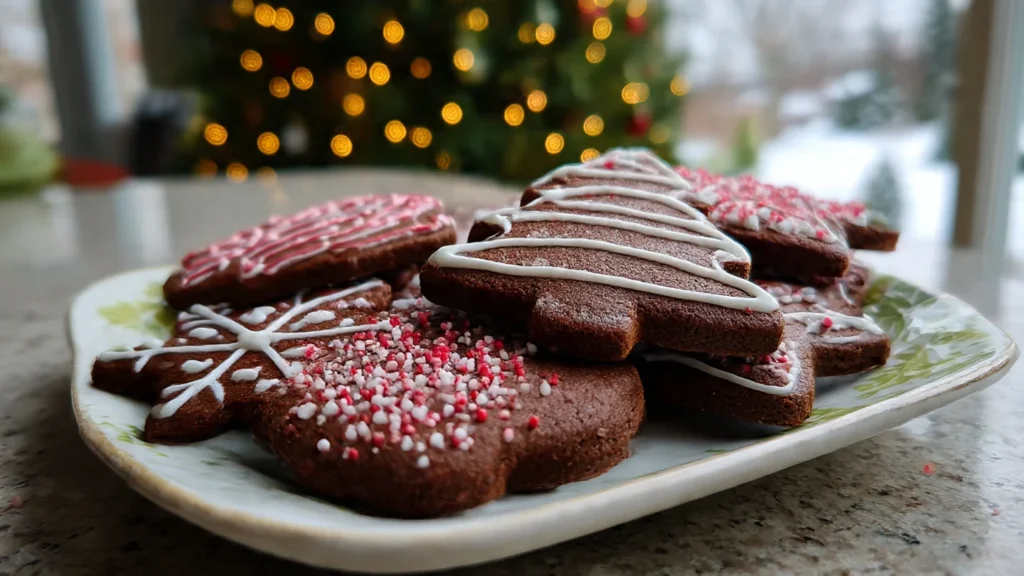 Chocolate Christmas Sugar Cookies with Royal Icing