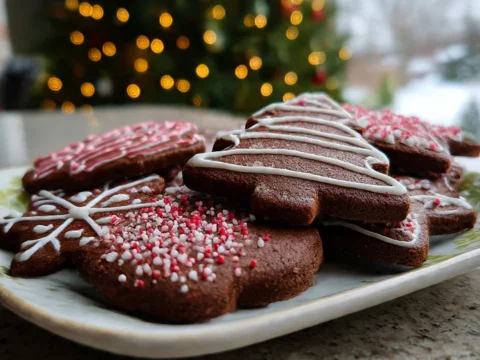 Chocolate Christmas Sugar Cookies with Royal Icing