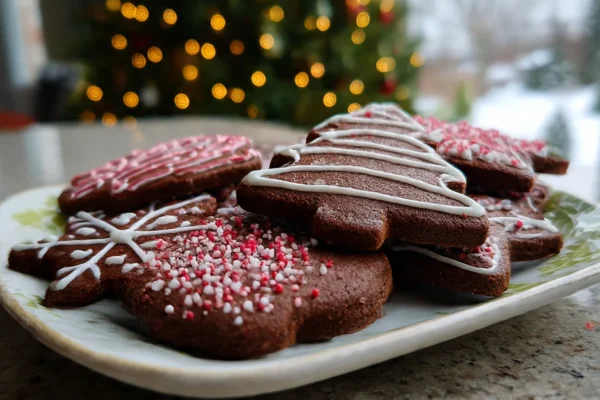 Chocolate Christmas Sugar Cookies with Royal Icing
