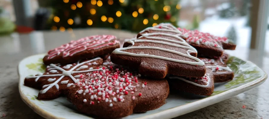 Chocolate Christmas Sugar Cookies with Royal Icing