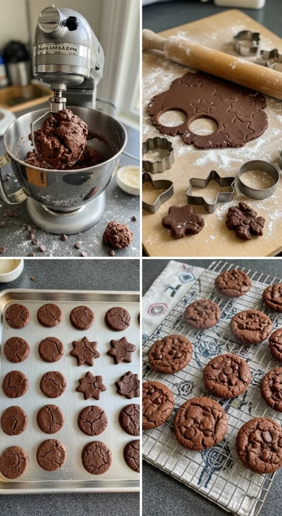 Chocolate Christmas Sugar Cookies with Royal Icing