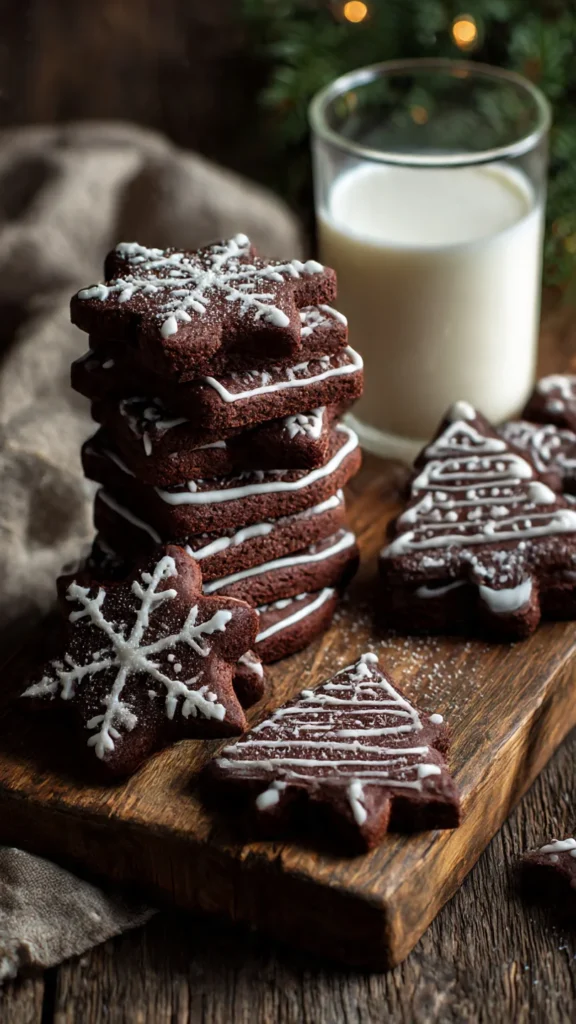 Chocolate Christmas Sugar Cookies with Royal Icing