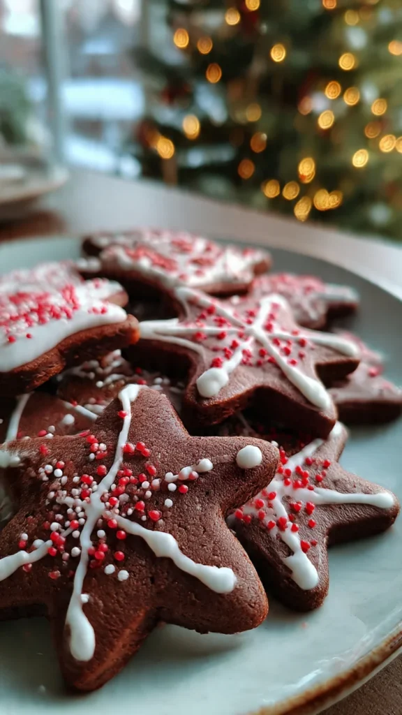 Chocolate Christmas Sugar Cookies with Royal Icing