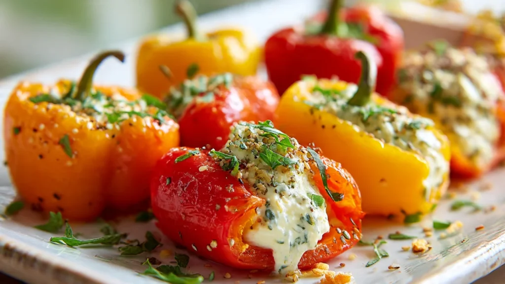 Cream Cheese Stuffed Mini Peppers – Colorful and Crunchy Christmas Finger Foods
