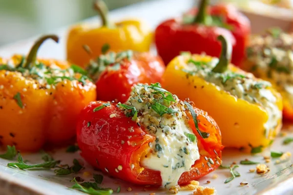 Cream Cheese Stuffed Mini Peppers – Colorful and Crunchy Christmas Finger Foods