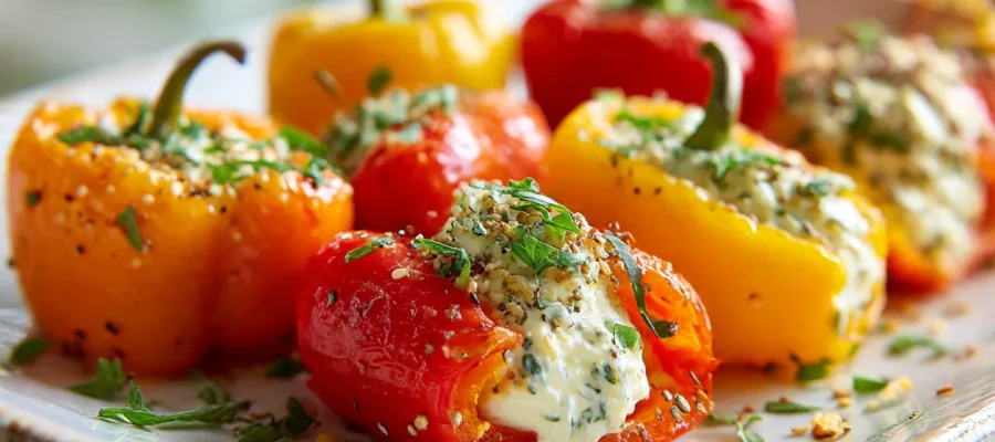 Cream Cheese Stuffed Mini Peppers – Colorful and Crunchy Christmas Finger Foods