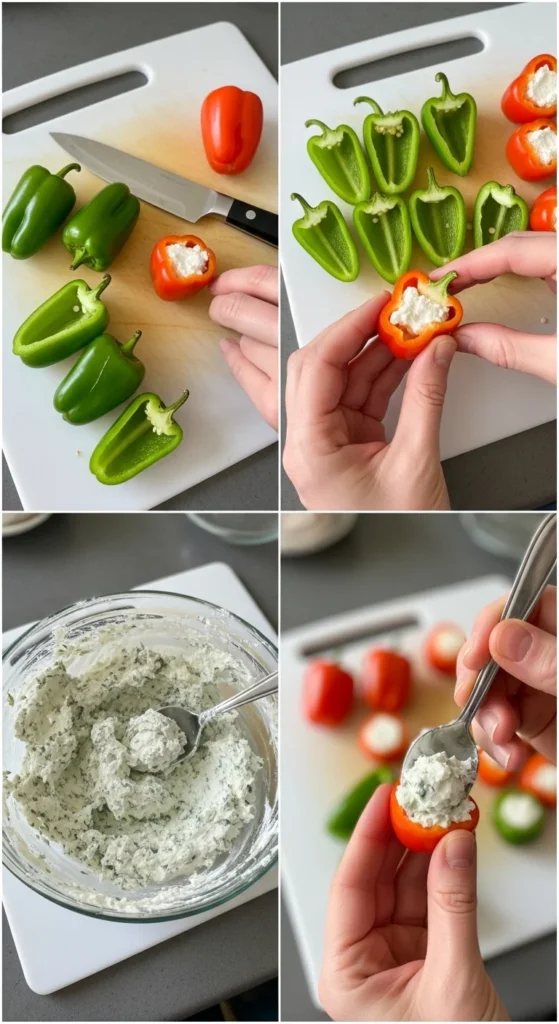Cream Cheese Stuffed Mini Peppers – Colorful and Crunchy Christmas Finger Foods