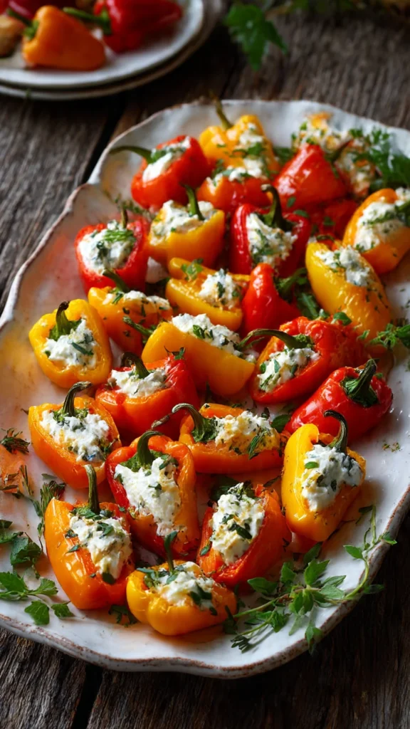 Cream Cheese Stuffed Mini Peppers – Colorful and Crunchy Christmas Finger Foods