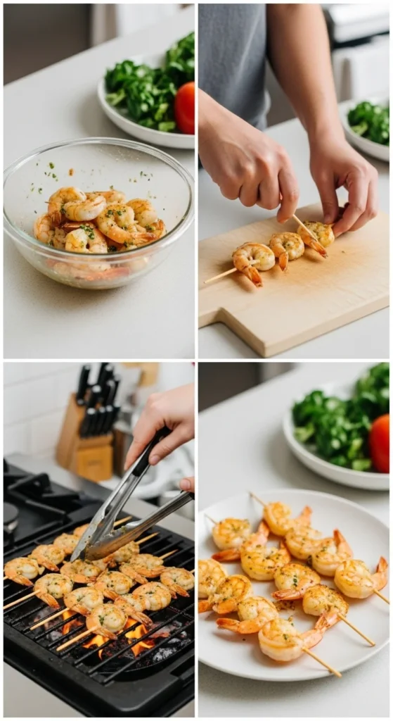 Garlic Butter Shrimp Skewers – Elegant Christmas Appetizer Ready in 15 Minutes