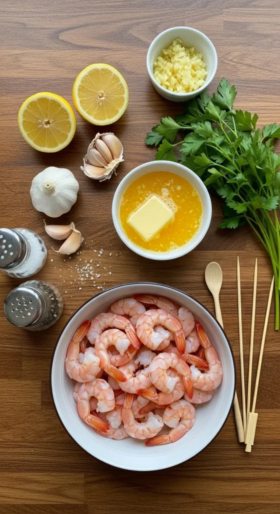 Garlic Butter Shrimp Skewers – Elegant Christmas Appetizer Ready in 15 Minutes