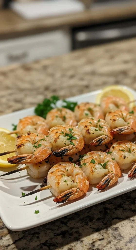 Garlic Butter Shrimp Skewers – Elegant Christmas Appetizer Ready in 15 Minutes