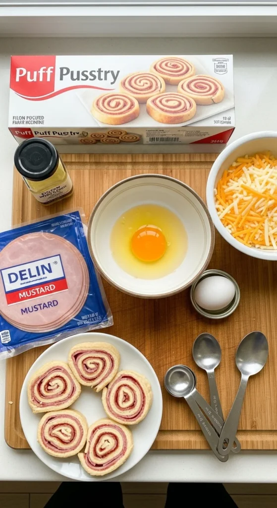 Ham & Cheese Puff Pastry Pinwheels – Quick, Golden Christmas Finger Food Recipe