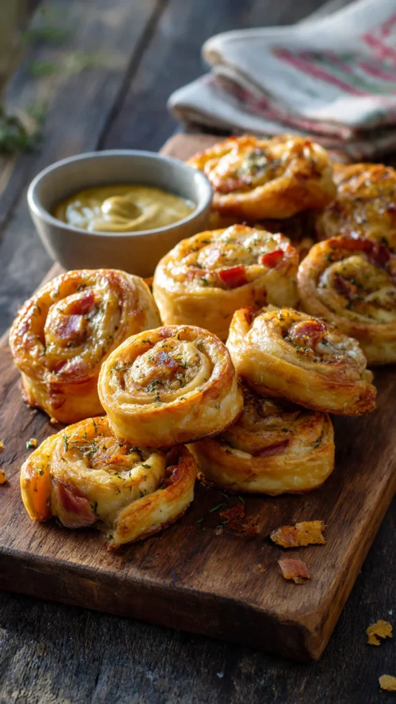 Ham & Cheese Puff Pastry Pinwheels – Quick, Golden Christmas Finger Food Recipe