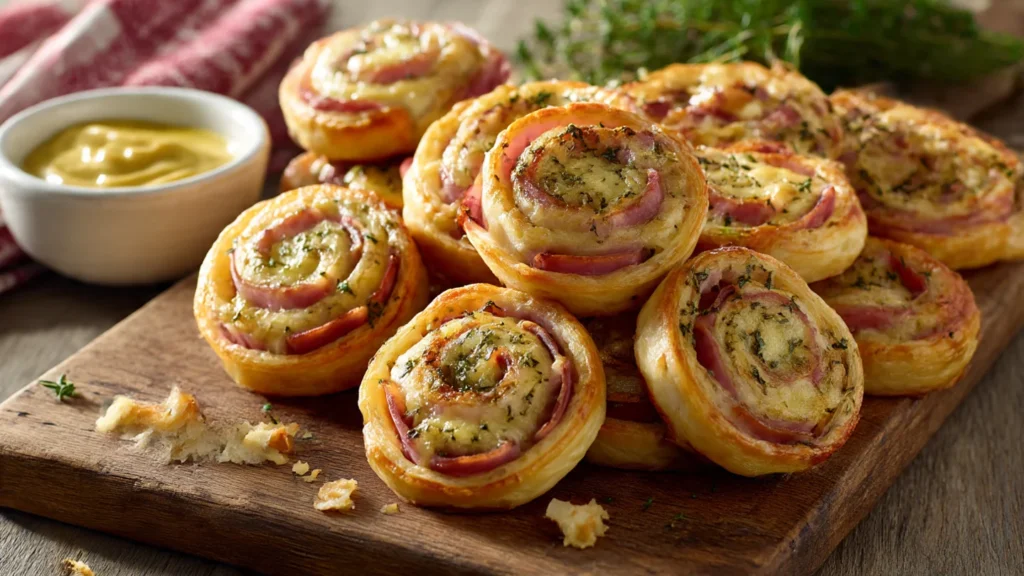Ham & Cheese Puff Pastry Pinwheels – Quick, Golden Christmas Finger Food Recipe