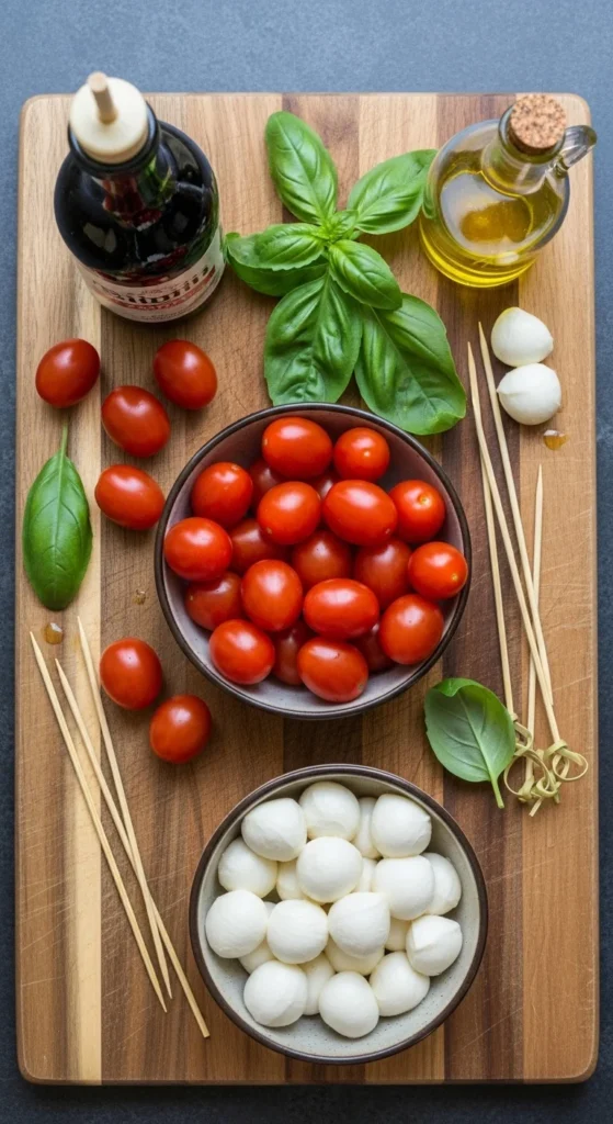 Mini Caprese Skewers – Colorful, Fresh & Easy Christmas Finger Foods