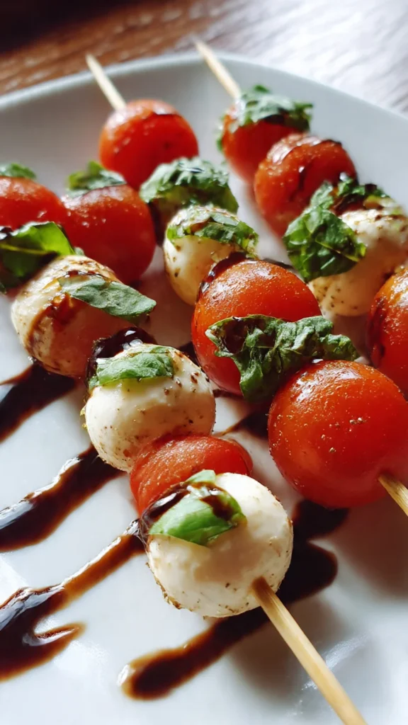 Mini Caprese Skewers – Colorful, Fresh & Easy Christmas Finger Foods