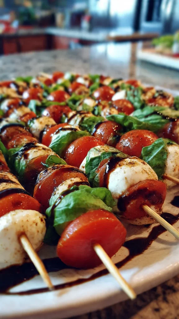 Mini Caprese Skewers – Colorful, Fresh & Easy Christmas Finger Foods
