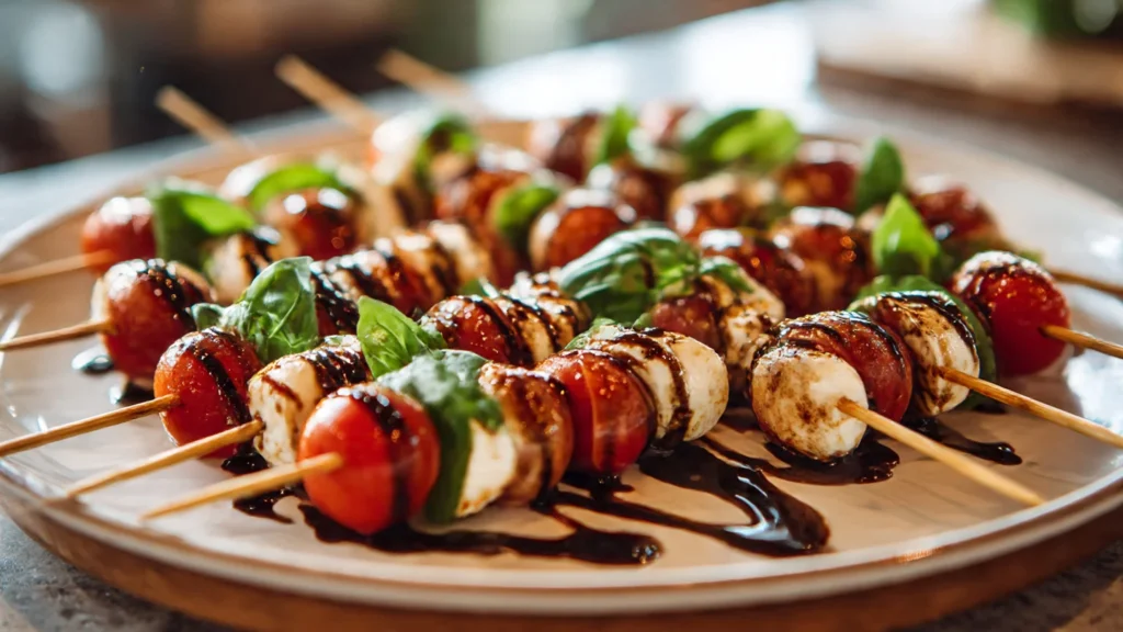 Mini Caprese Skewers – Colorful, Fresh & Easy Christmas Finger Foods