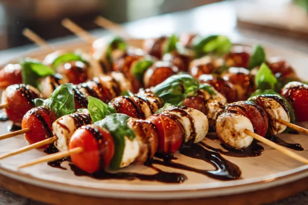 Mini Caprese Skewers – Colorful, Fresh & Easy Christmas Finger Foods