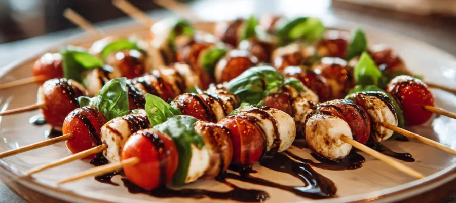 Mini Caprese Skewers – Colorful, Fresh & Easy Christmas Finger Foods