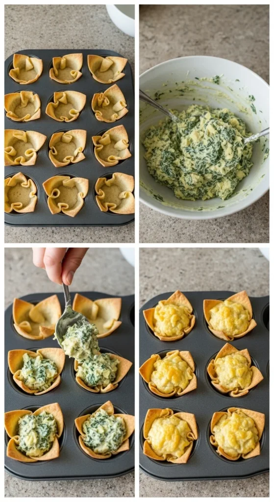 Spinach Artichoke Dip Cups – Creamy Bite-Sized Christmas Appetizers for Parties