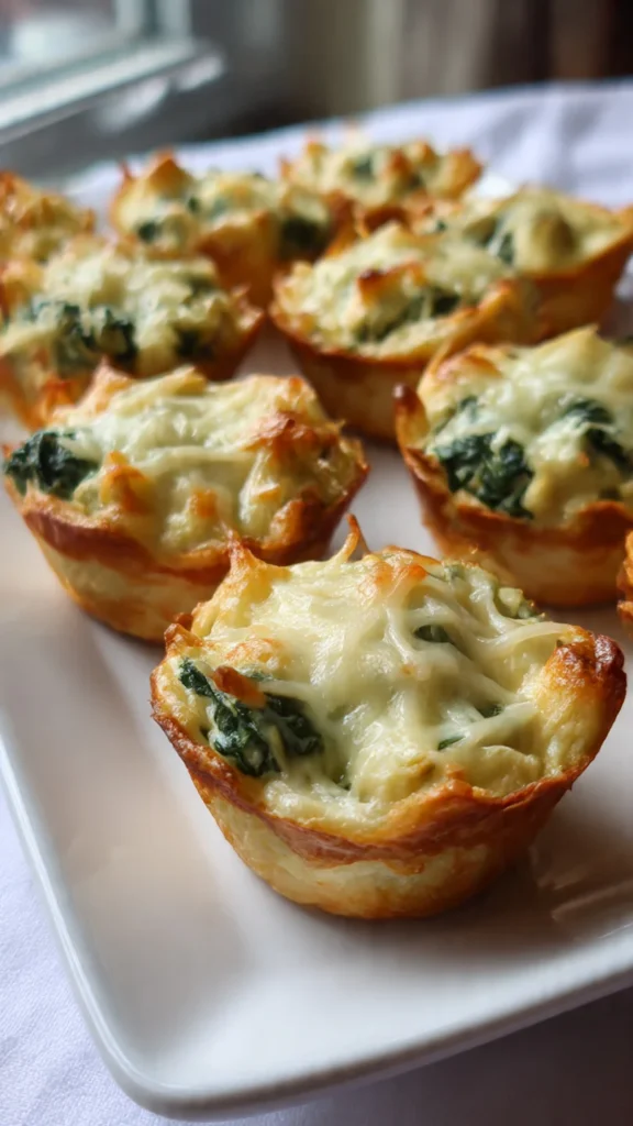 Spinach Artichoke Dip Cups – Creamy Bite-Sized Christmas Appetizers for Parties