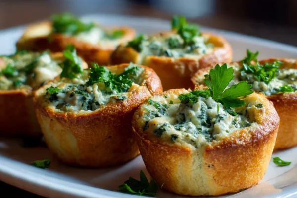 Spinach Dip Bread Cups – Creamy, Bite-Sized Christmas Finger Foods to Impress