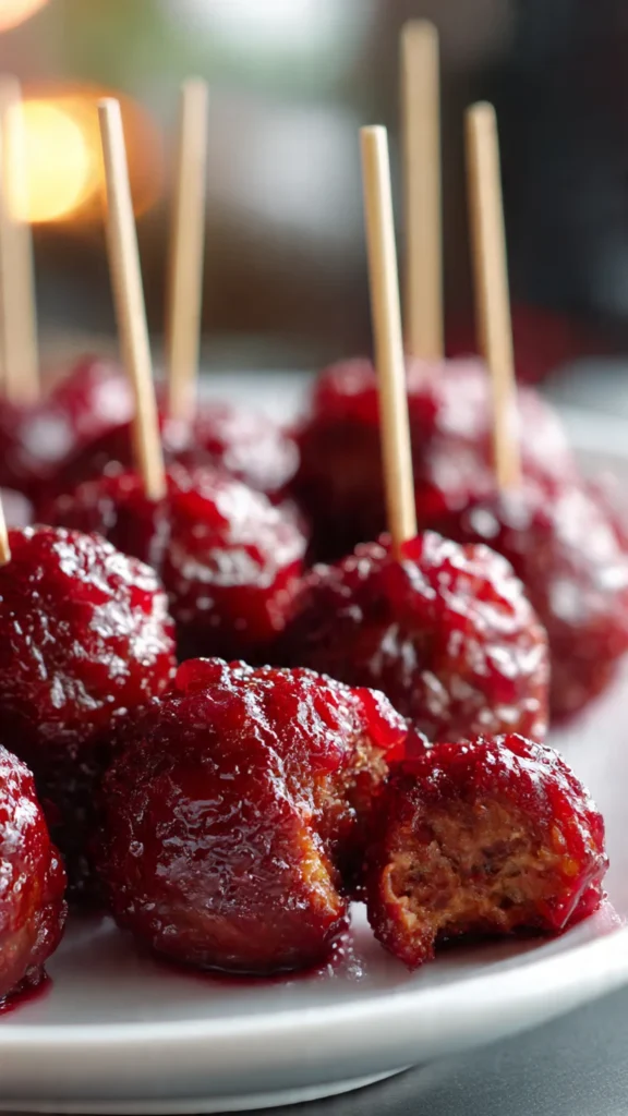 Sticky Cranberry Meatballs – Juicy, Flavor-Packed Christmas Finger Food Favorite
