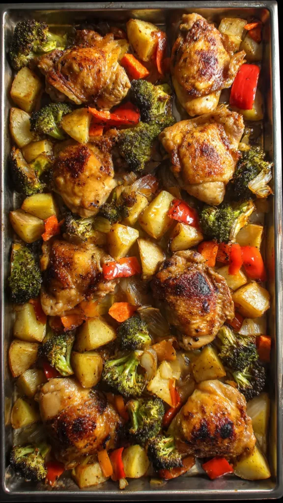1. Sheet Pan Chicken Thighs and Whatever Vegetables You Have (The "One Pan Wonder")