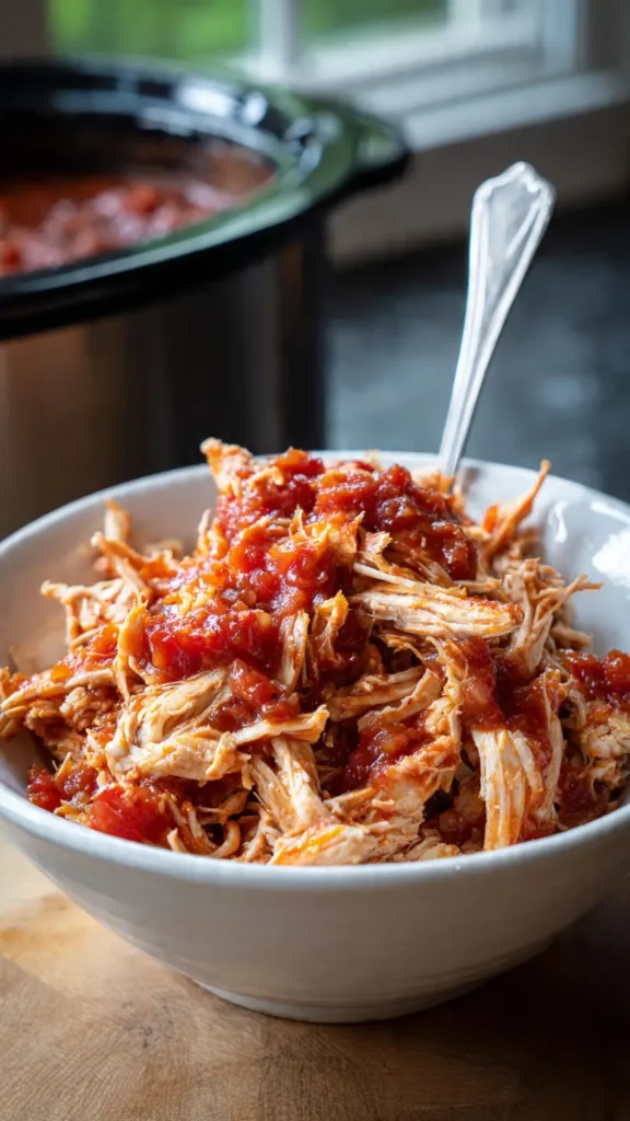 1. Slow Cooker Salsa Chicken (The "I Literally Forgot About Dinner" Meal)