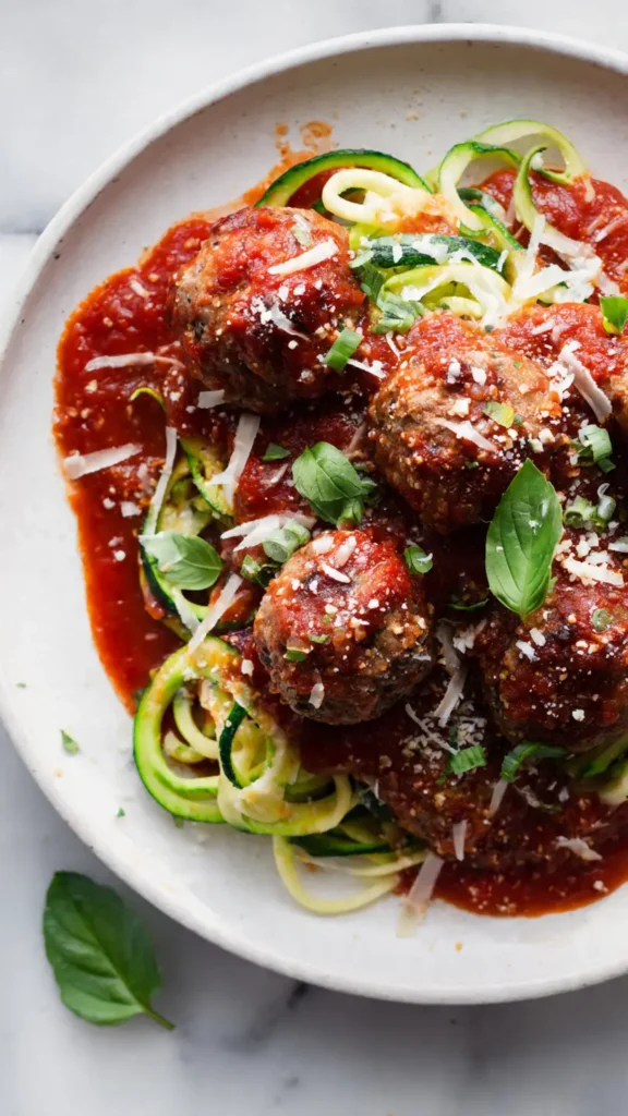 12. Turkey Meatballs with Zoodles (Low-Carb Fall Favorite)